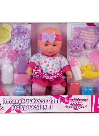 Lalka bobasek z akcesoriami pielęgnacyjnymi 32 cm Edu&Fun