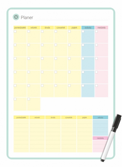Planer magnetyczny miesięczny z markerem